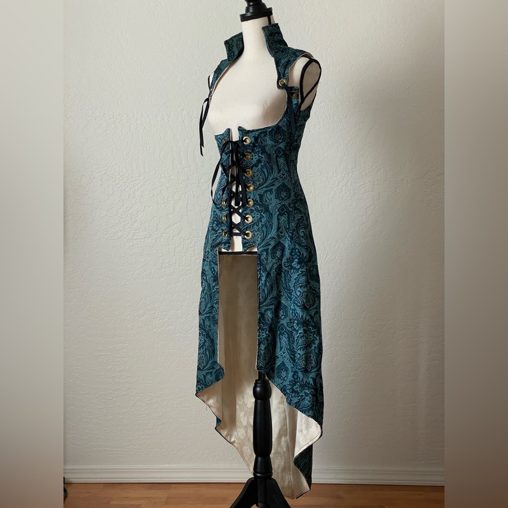 Damsel in This Dress Corset - blue brocade